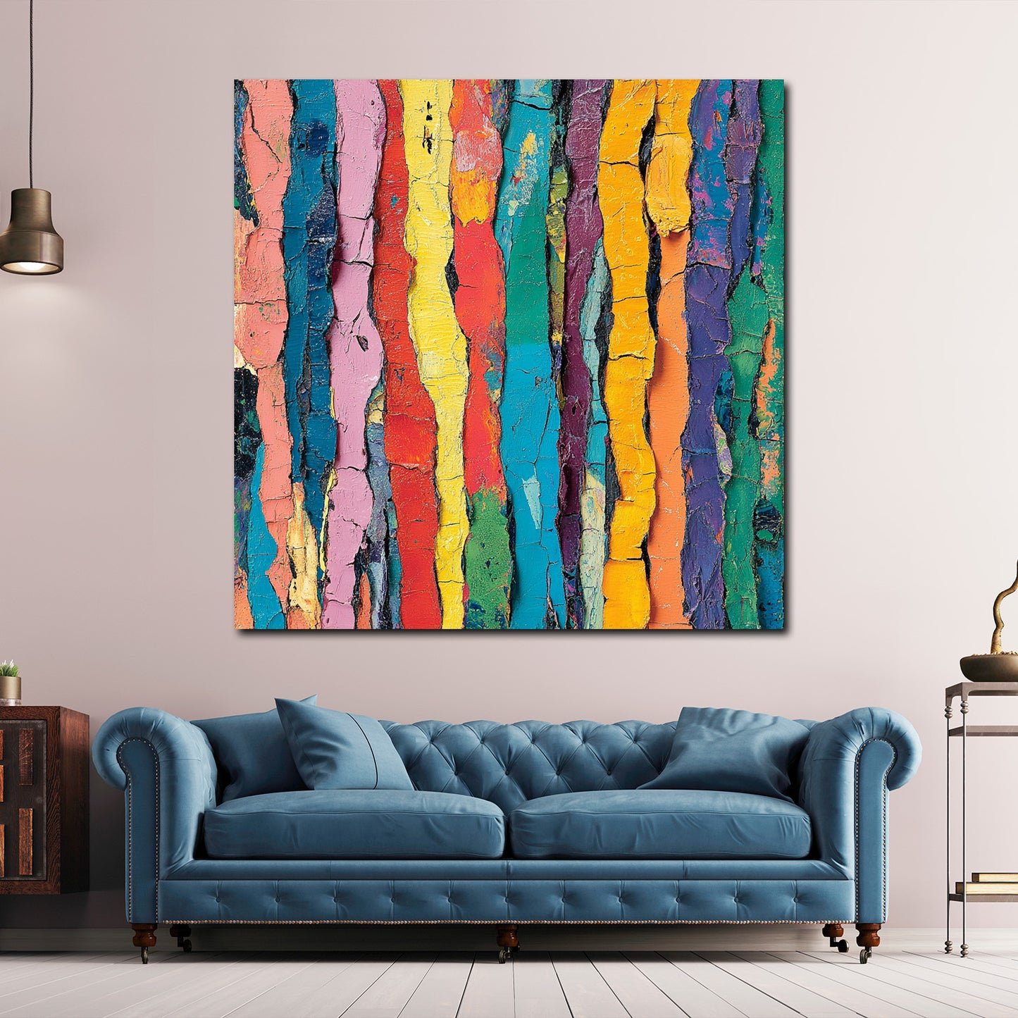 Abstrakt Streifen Strukturen bunt Leinwandbild Wandbild Kunstdruck XL Wanddeko