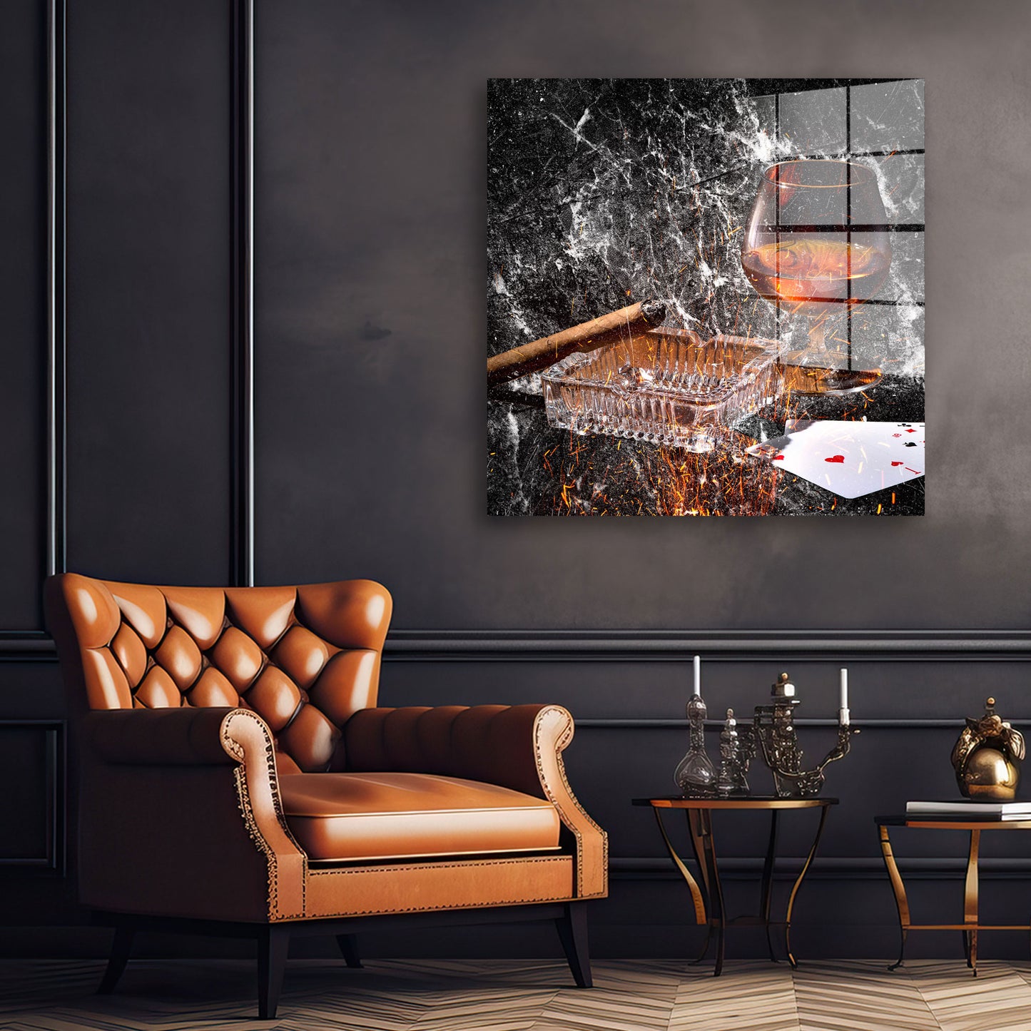 Abstrakt Whiskey Acrylglasbild Wandbild Bild Wanddeko Wohnzimmer XL