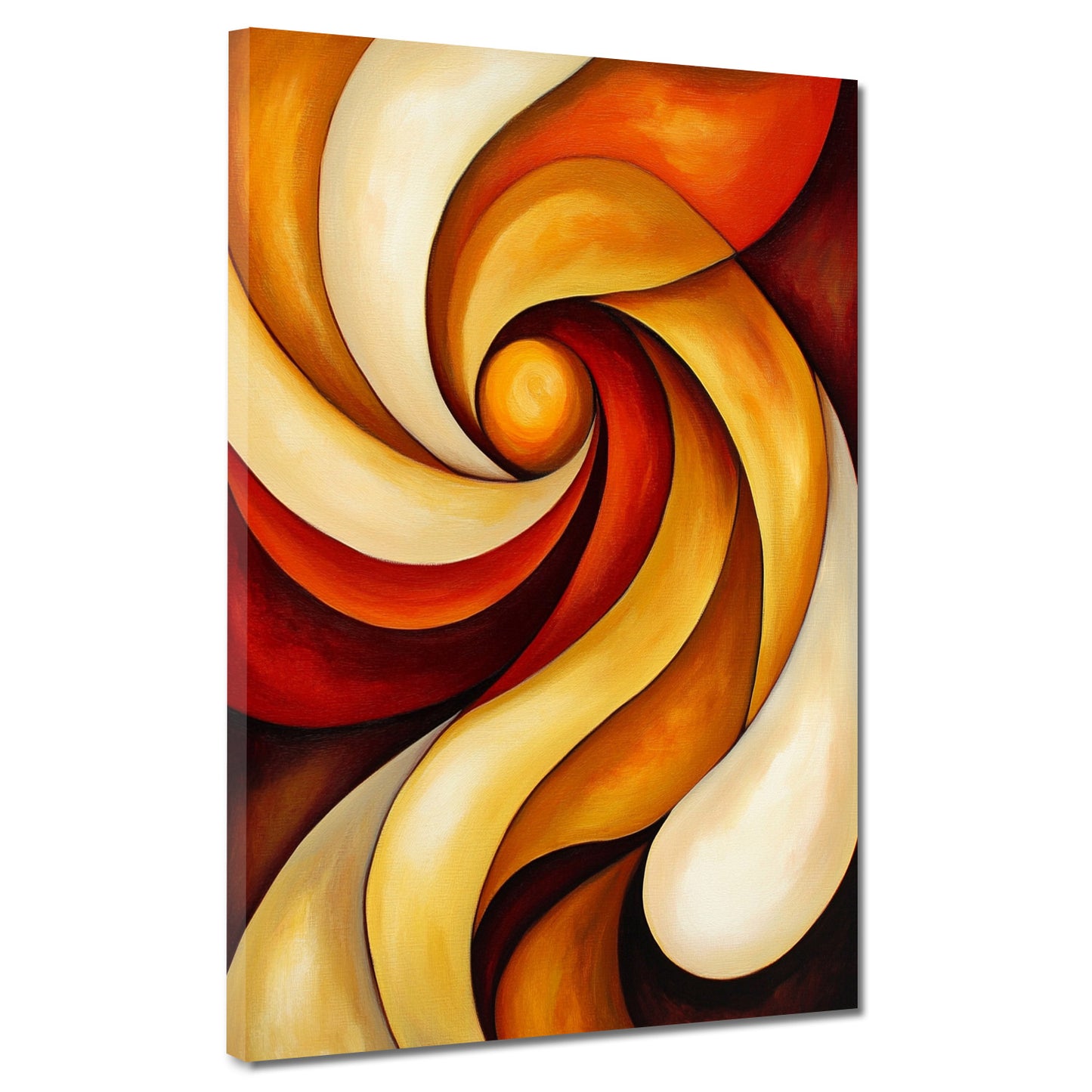 Abstrakt Wirbelform warme Farben Leinwandbild Wandbild Kunstdruck XL Wanddeko