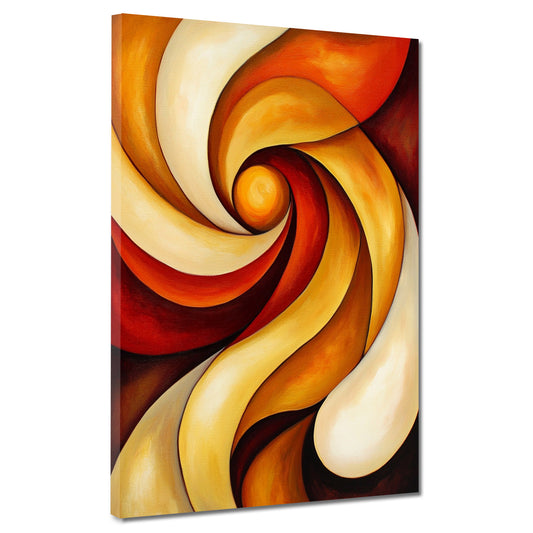 Abstrakt Wirbelform warme Farben Leinwandbild Wandbild Kunstdruck XL Wanddeko