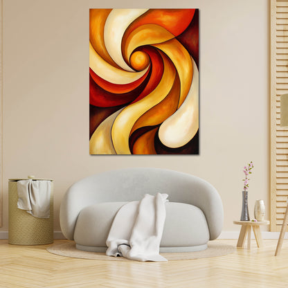 Abstrakt Wirbelform warme Farben Leinwandbild Wandbild Kunstdruck XL Wanddeko