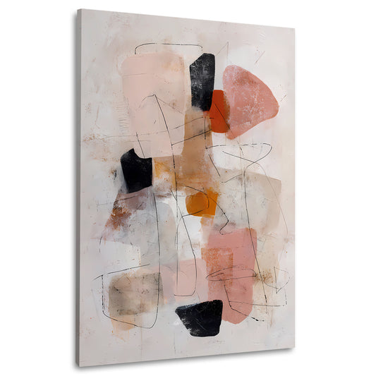 Abstrakt Formen Rosa Beige Wandbild Leinwandbild Kunstdruck XL Wanddeko