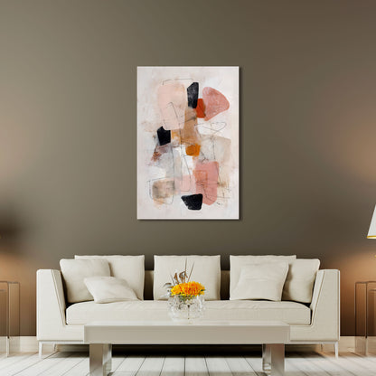 Abstrakt Formen Rosa Beige Wandbild Leinwandbild Kunstdruck XL Wanddeko