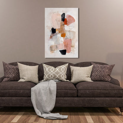 Abstrakt Formen Rosa Beige Wandbild Leinwandbild Kunstdruck XL Wanddeko