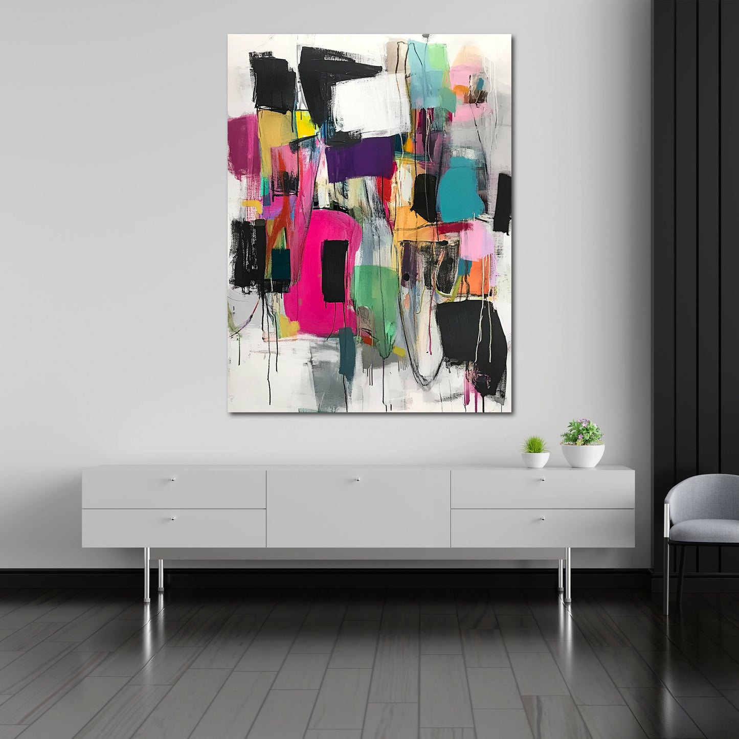 Abstrakt Komposition Formen Leinwandbild Wandbild Kunstdruck XL Wanddeko