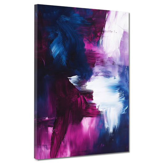 Abstrakte Kunst Blau Lila Pinsel Leinwandbild Wandbild Kunstdruck XL Wanddeko