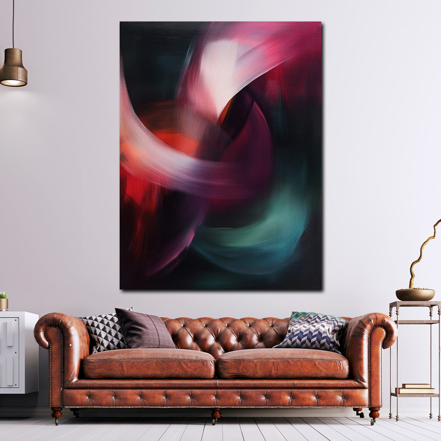 Abstrakte Kunst dunkle Farben Leinwandbild Wandbild Kunstdruck XL Wanddeko