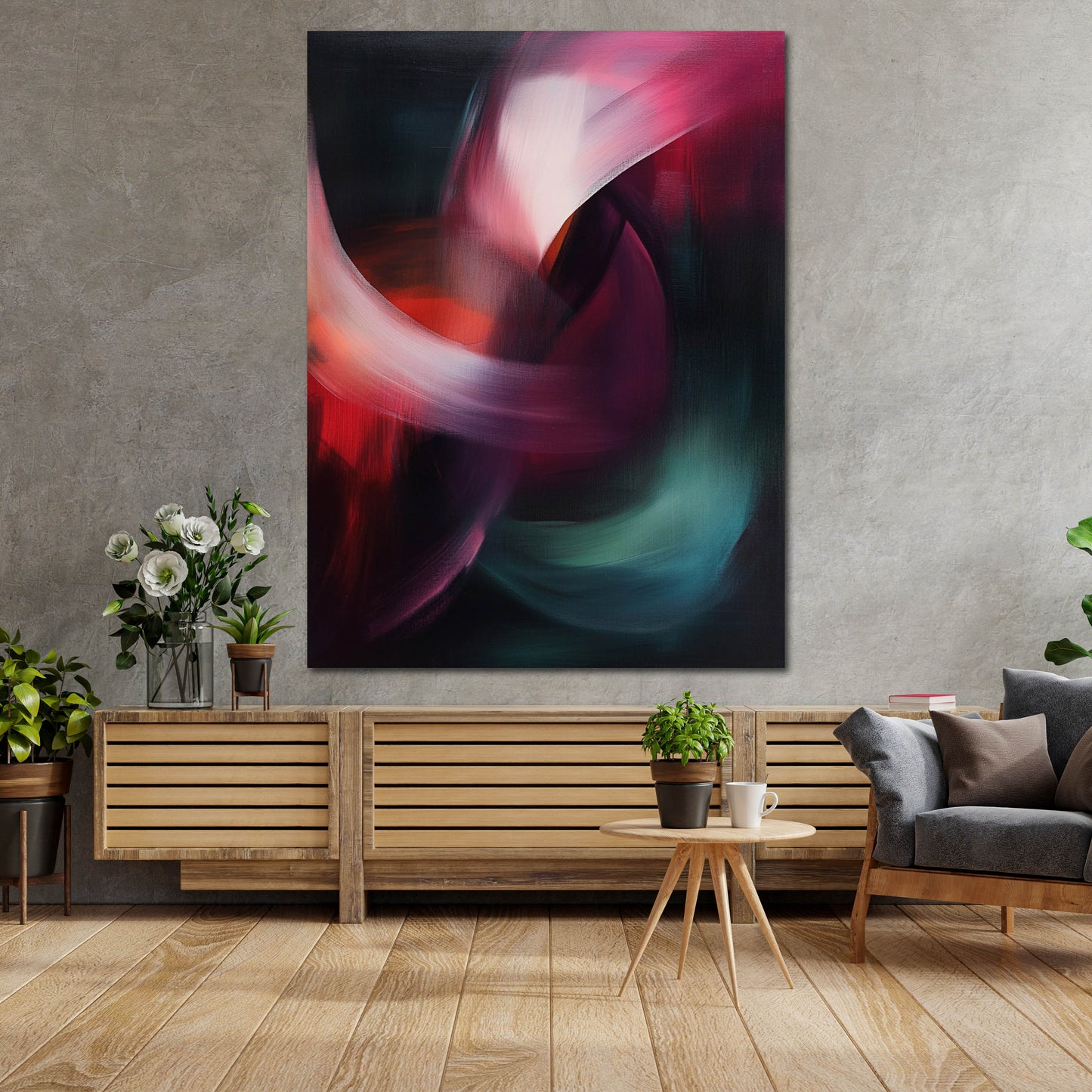 Abstrakte Kunst dunkle Farben Leinwandbild Wandbild Kunstdruck XL Wanddeko