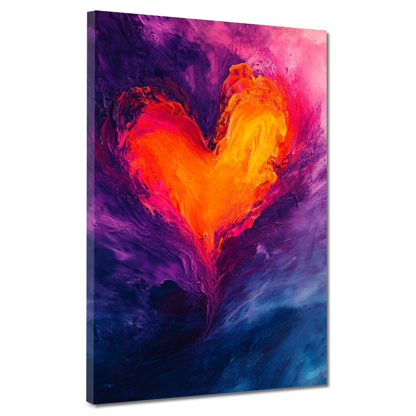 Abstrakt Herz Flammen Liebe Leinwandbild Wandbild Kunstdruck XL Wanddeko
