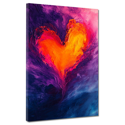 Abstrakt Herz Flammen Liebe Leinwandbild Wandbild Kunstdruck XL Wanddeko
