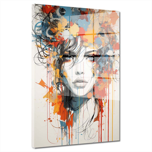 Abstrakte Kunst Splash Gesicht Acrylglasbild Wandbild Wanddeko Wohnzimmer XL