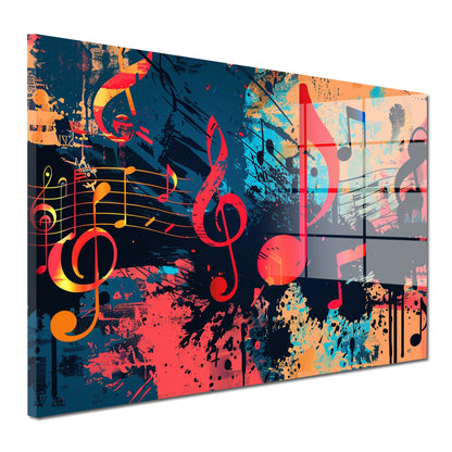 Abstrakte Musiknoten Pop Art Acrylglasbild Wandbild Bild Wanddeko Wohnzimmer XL