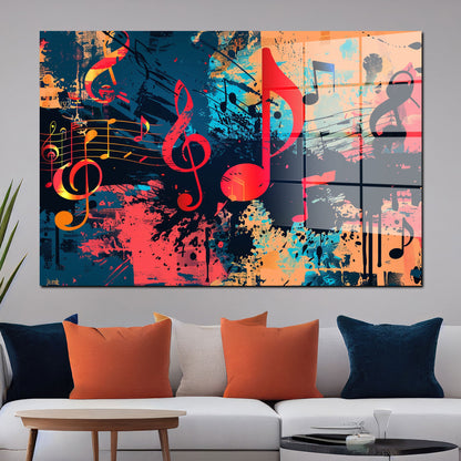 Abstrakte Musiknoten Pop Art Acrylglasbild Wandbild Bild Wanddeko Wohnzimmer XL
