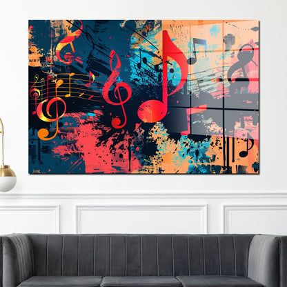 Abstrakte Musiknoten Pop Art Acrylglasbild Wandbild Bild Wanddeko Wohnzimmer XL