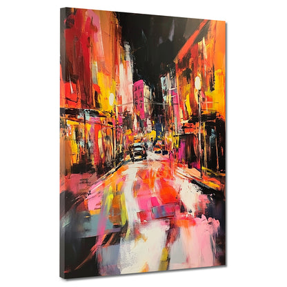 Abstrakt Stadt bei Nacht Leinwandbild Wandbild Kunstdruck XL Wanddeko