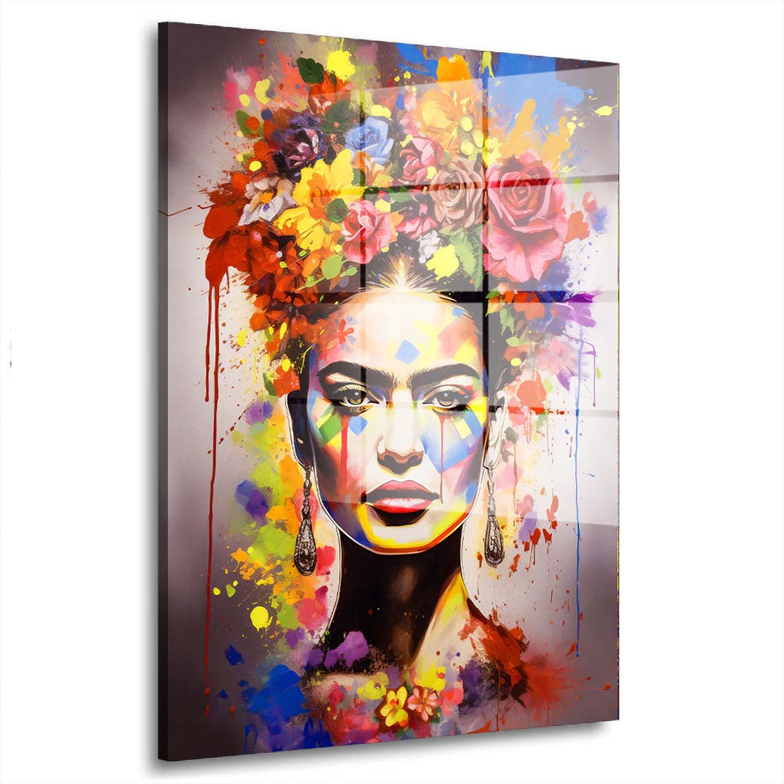 Abstraktes Porträt Frida Acrylglasbild Wandbild Bild Wanddeko Wohnzimmer XL