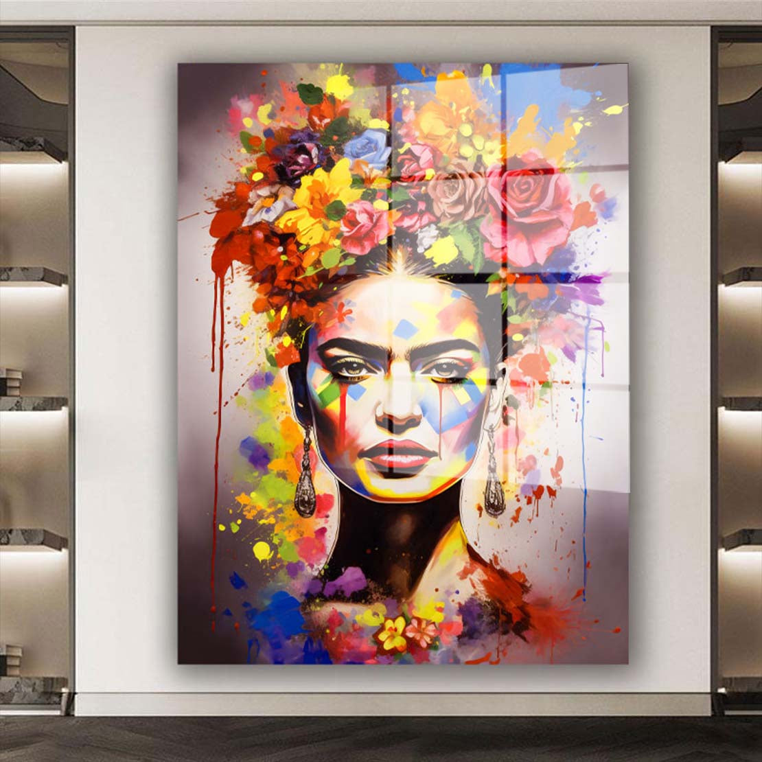 Abstraktes Porträt Frida Acrylglasbild Wandbild Bild Wanddeko Wohnzimmer XL