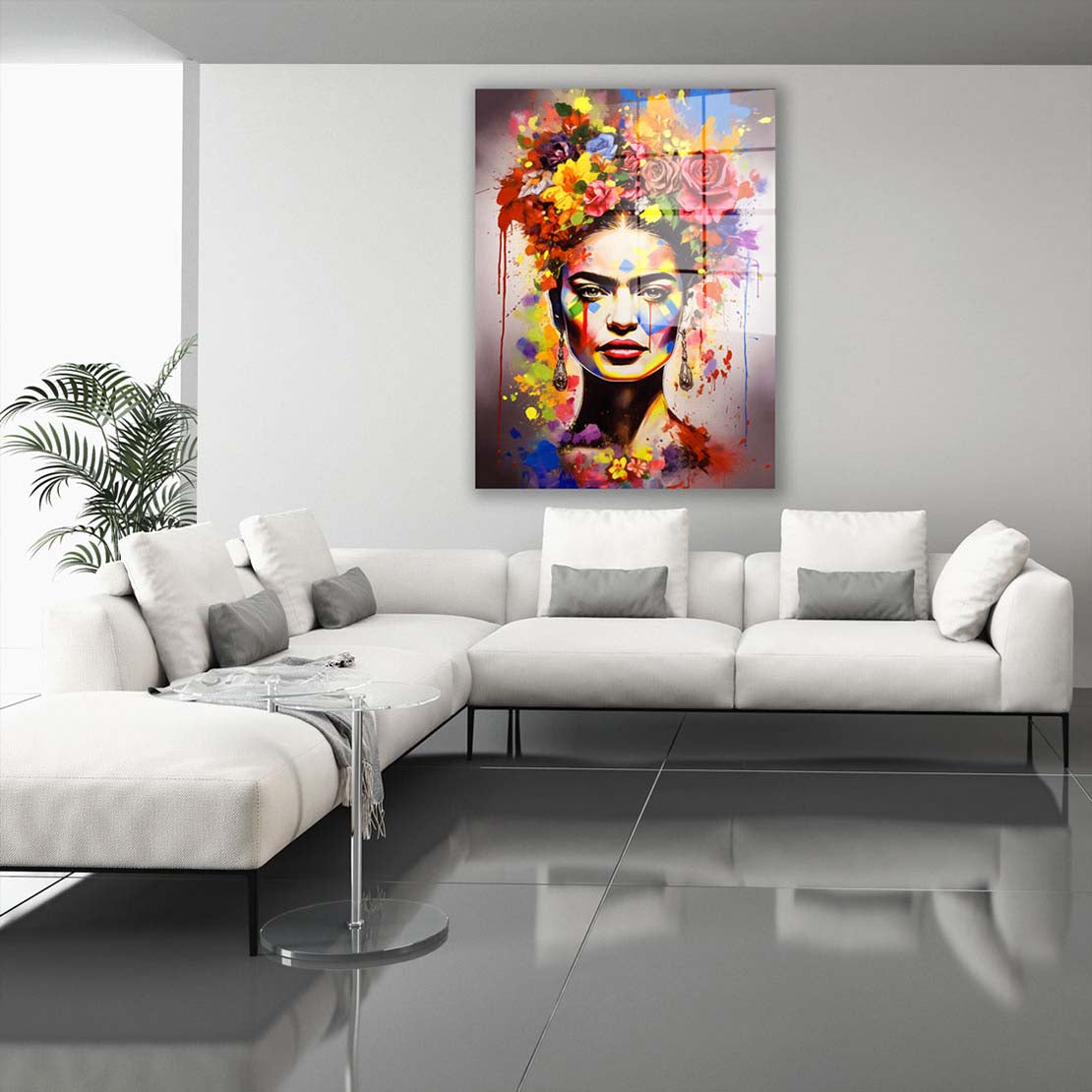 Abstraktes Porträt Frida Acrylglasbild Wandbild Bild Wanddeko Wohnzimmer XL
