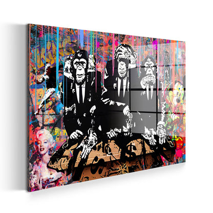 Affen im Anzug mit Graffiti Acrylglasbild Wandbild Bild Wanddeko Wohnzimmer XL