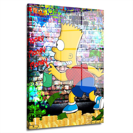 Bart Money Pop Art Acrylglasbild Wandbild Bild Wanddeko Wohnzimmer XL