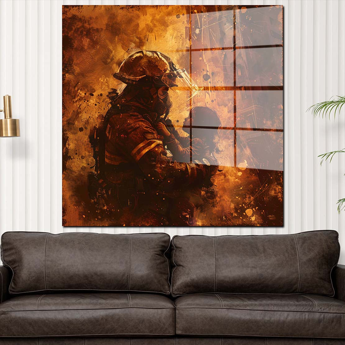 Beautiful Job Feuerwehrmann Acrylglasbild Wandbild Wanddeko Wohnzimmer XL