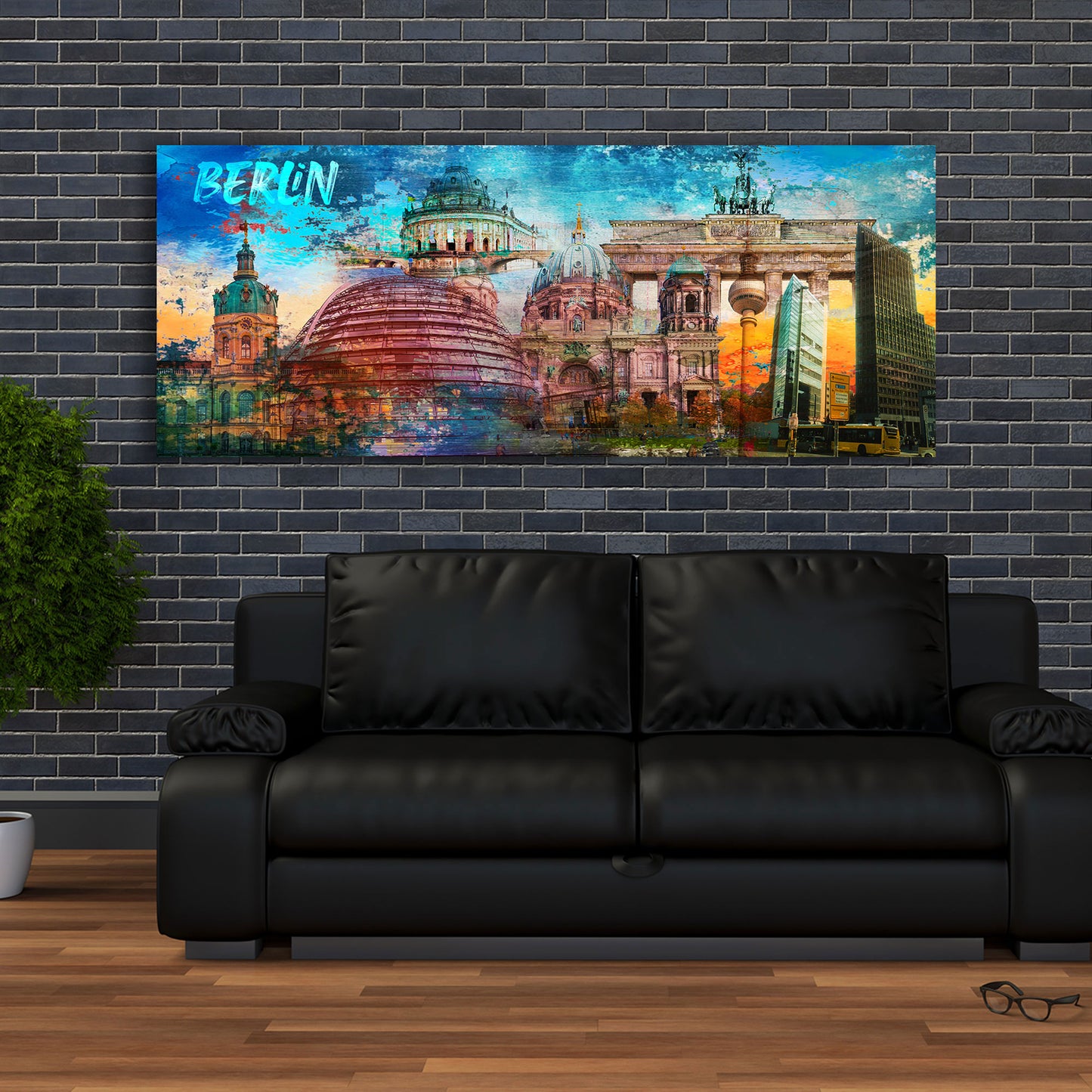 Berlin Pop Art Architektur Leinwandbild Wandbild Kunstdruck XL Wanddeko