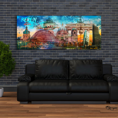 Berlin Pop Art Architektur Leinwandbild Wandbild Kunstdruck XL Wanddeko