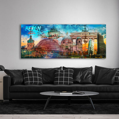 Berlin Pop Art Architektur Leinwandbild Wandbild Kunstdruck XL Wanddeko