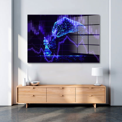 Börse Trading Blue Acrylglasbild Wandbild Bild Wanddeko Wohnzimmer XL