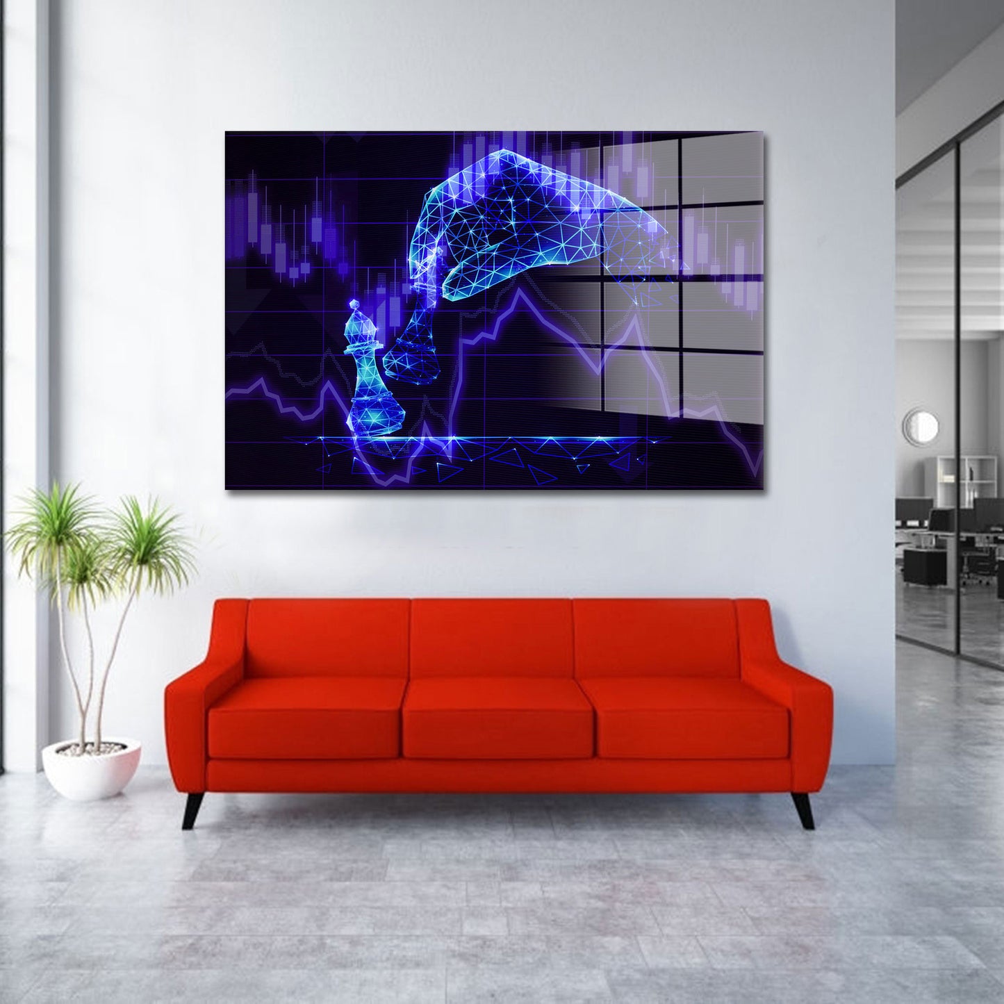 Börse Trading Blue Acrylglasbild Wandbild Bild Wanddeko Wohnzimmer XL