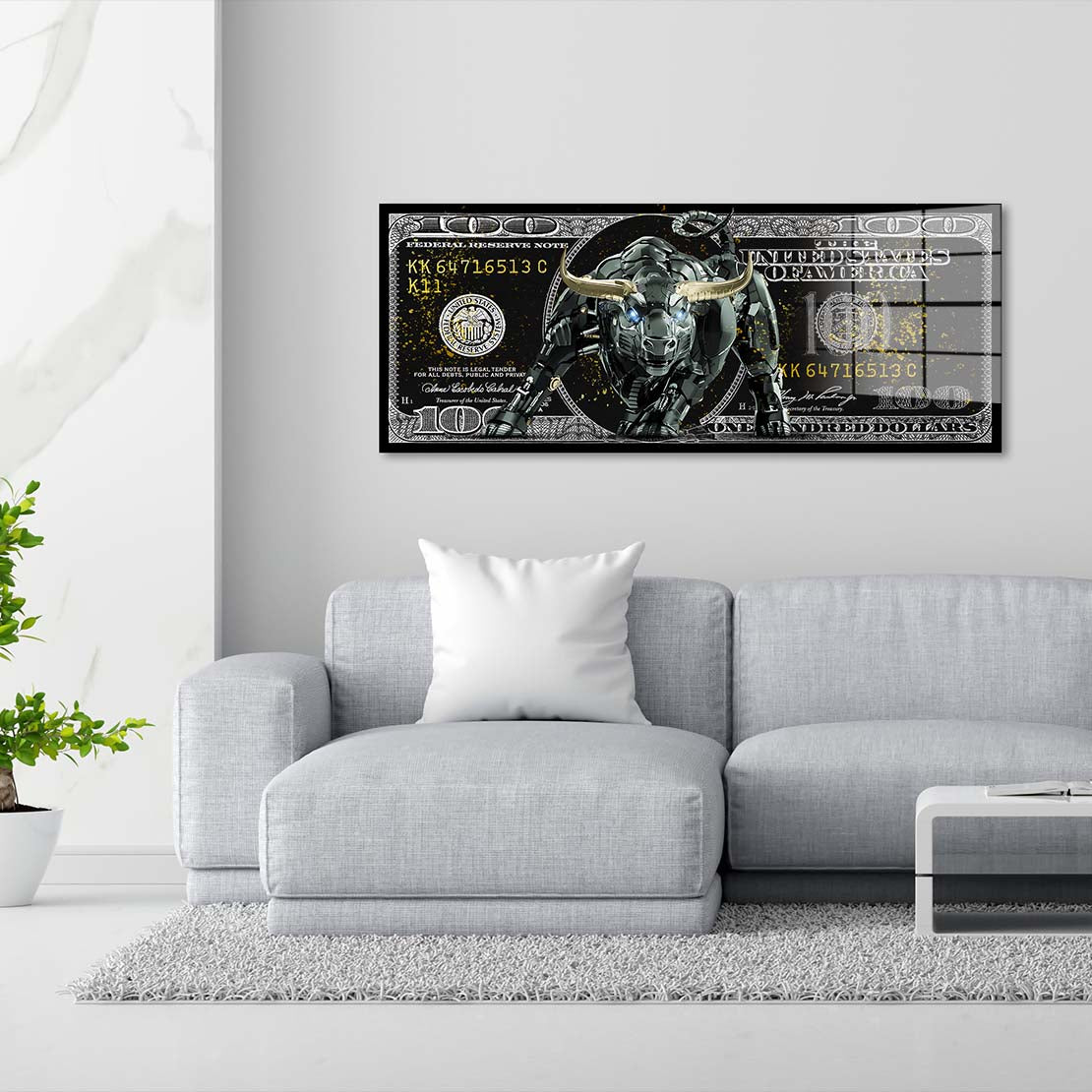 Börse Trading Bull Acrylglasbild Wandbild Bild Wanddeko Wohnzimmer XL