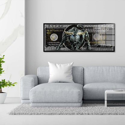 Börse Trading Bull Acrylglasbild Wandbild Bild Wanddeko Wohnzimmer XL