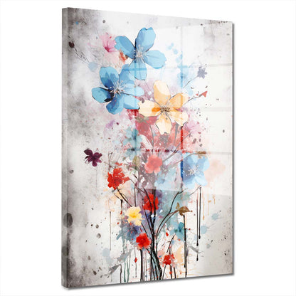 Bunte Blumen Splash Acrylglasbild Wandbild Bild Wanddeko Wohnzimmer XL