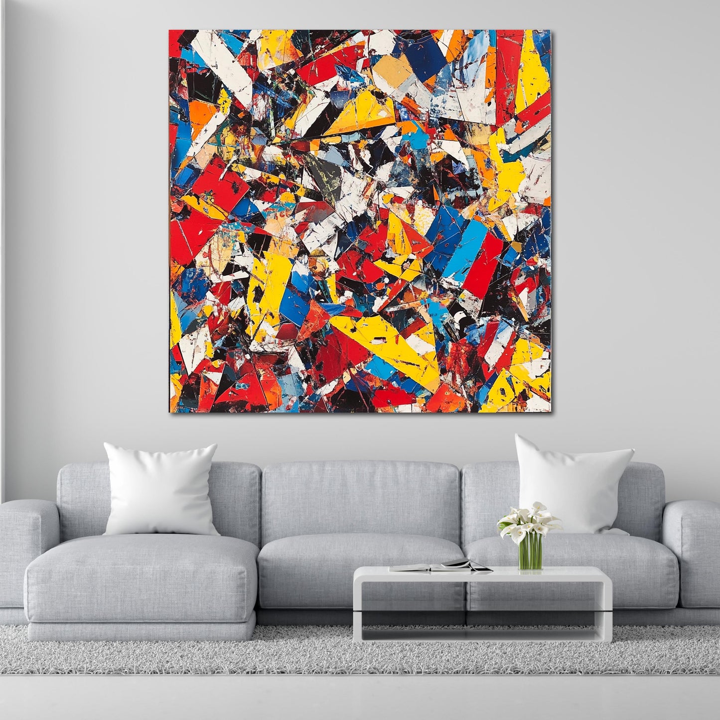 Bunte Splitter abstrakt Chaos Leinwandbild Wandbild Kunstdruck XL Wanddeko