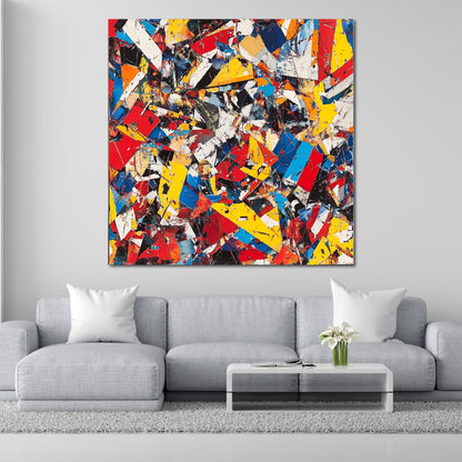 Bunte Splitter abstrakt Chaos Leinwandbild Wandbild Kunstdruck XL Wanddeko