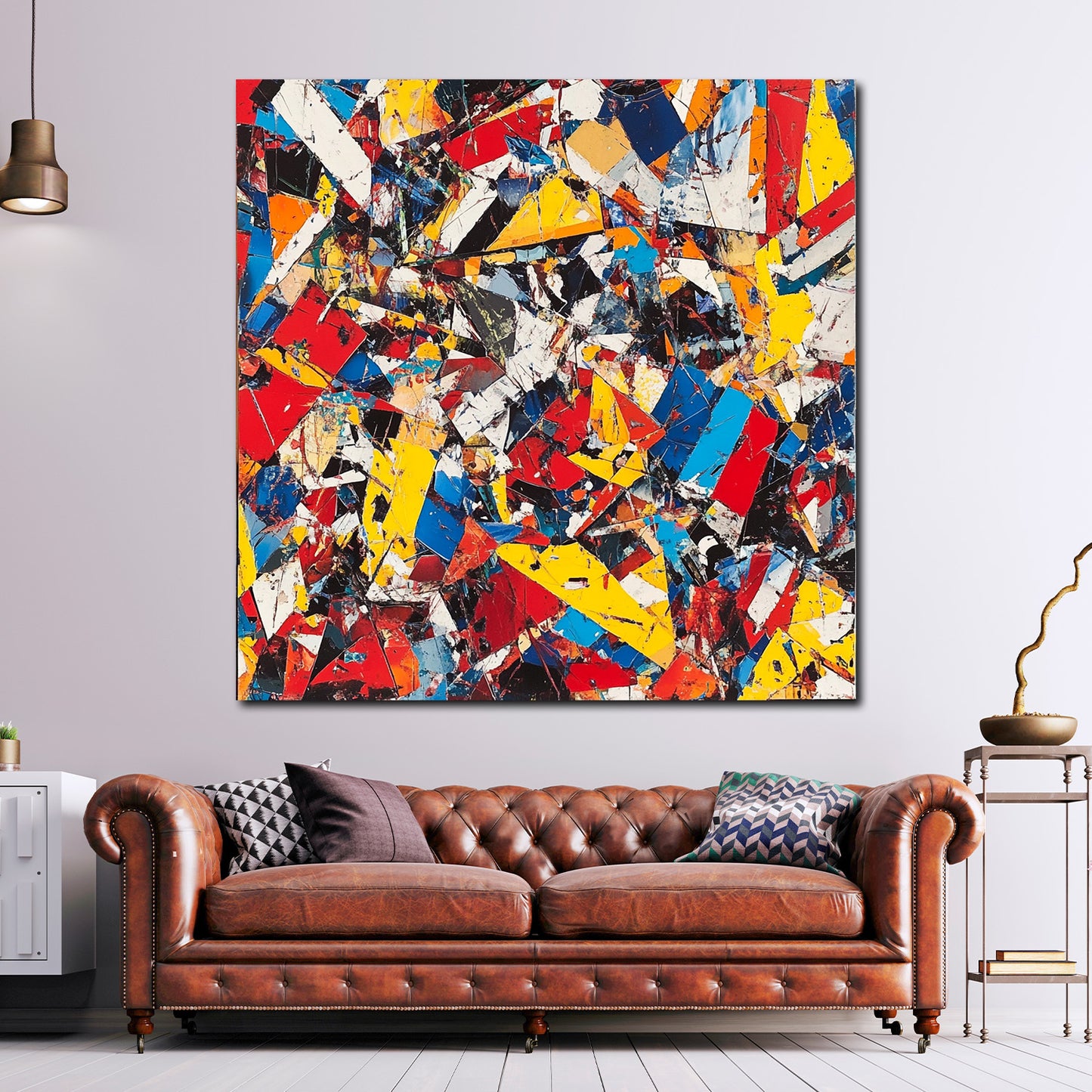 Bunte Splitter abstrakt Chaos Leinwandbild Wandbild Kunstdruck XL Wanddeko