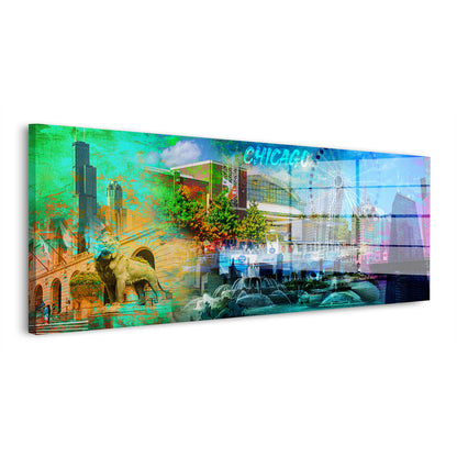 Chicago USA Pop Art Skyline Acrylglasbild Wandbild Bild Wanddeko Wohnzimmer XL