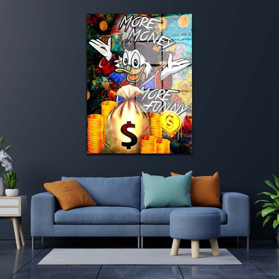 Comic Dagobert More Money Acrylglasbild Wandbild Bild Wanddeko Wohnzimmer XL