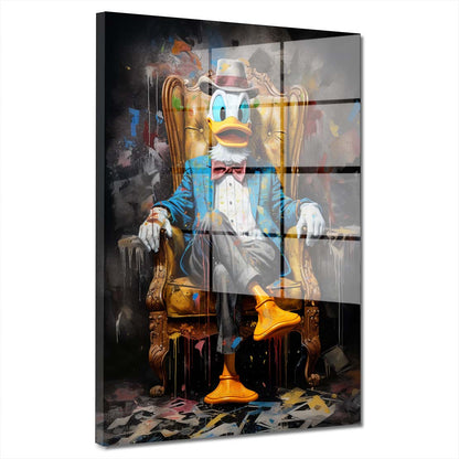 Comic Duck Pop Art sitzend Acrylglasbild Wandbild Bild Wanddeko Wohnzimmer XL