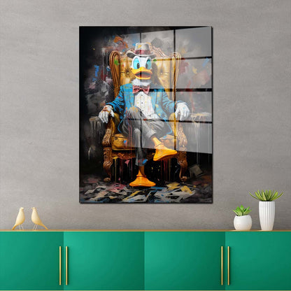 Comic Duck Pop Art sitzend Acrylglasbild Wandbild Bild Wanddeko Wohnzimmer XL