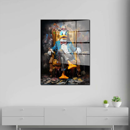 Comic Duck Pop Art sitzend Acrylglasbild Wandbild Bild Wanddeko Wohnzimmer XL