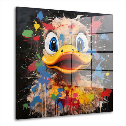 Crazy Duck Pop Art Acrylglasbild Wandbild Bild Wanddeko Wohnzimmer XL