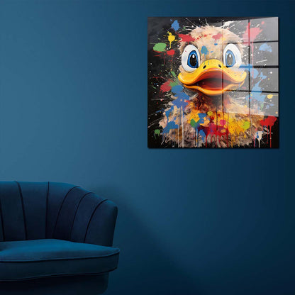 Crazy Duck Pop Art Acrylglasbild Wandbild Bild Wanddeko Wohnzimmer XL