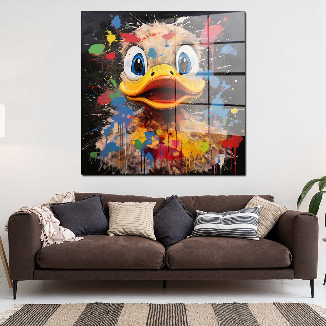 Crazy Duck Pop Art Acrylglasbild Wandbild Bild Wanddeko Wohnzimmer XL