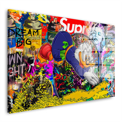 Dagobert Pop Art Acrylglasbild Wandbild Bild Wanddeko Wohnzimmer XL