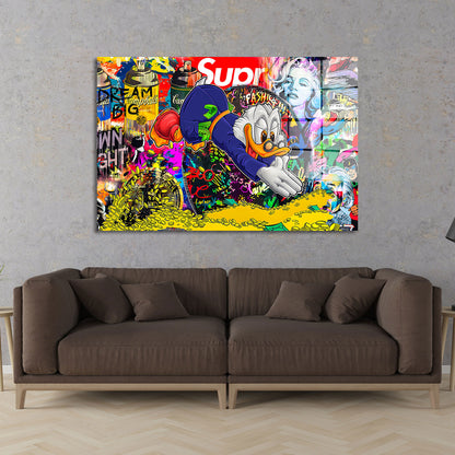 Dagobert Pop Art Acrylglasbild Wandbild Bild Wanddeko Wohnzimmer XL