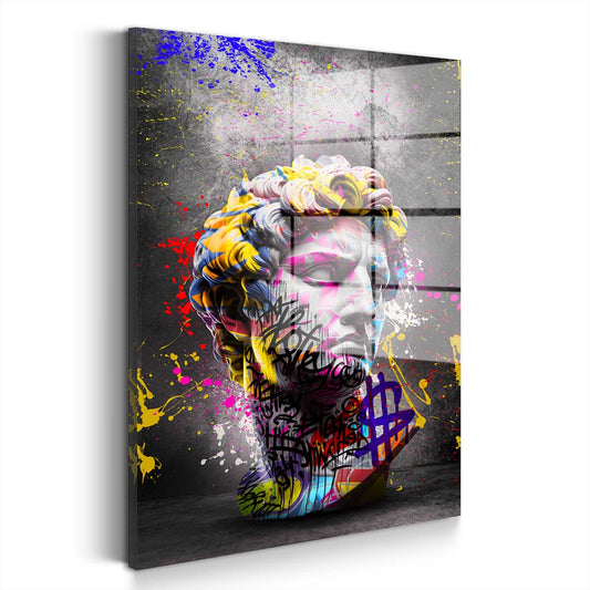 David Büste mit Graffiti Acrylglasbild Wandbild Bild Wanddeko Wohnzimmer XL