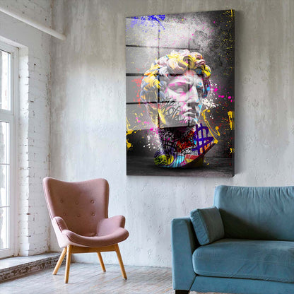 David Büste mit Graffiti Acrylglasbild Wandbild Bild Wanddeko Wohnzimmer XL