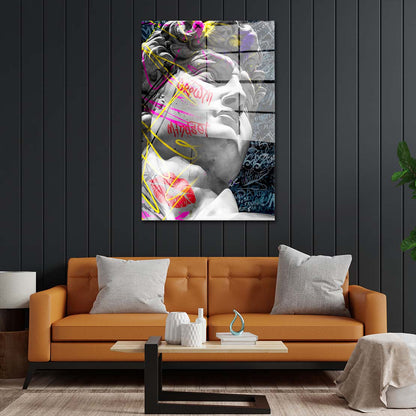 David Pop Art Acrylglasbild Wandbild Bild Wanddeko Wohnzimmer XL