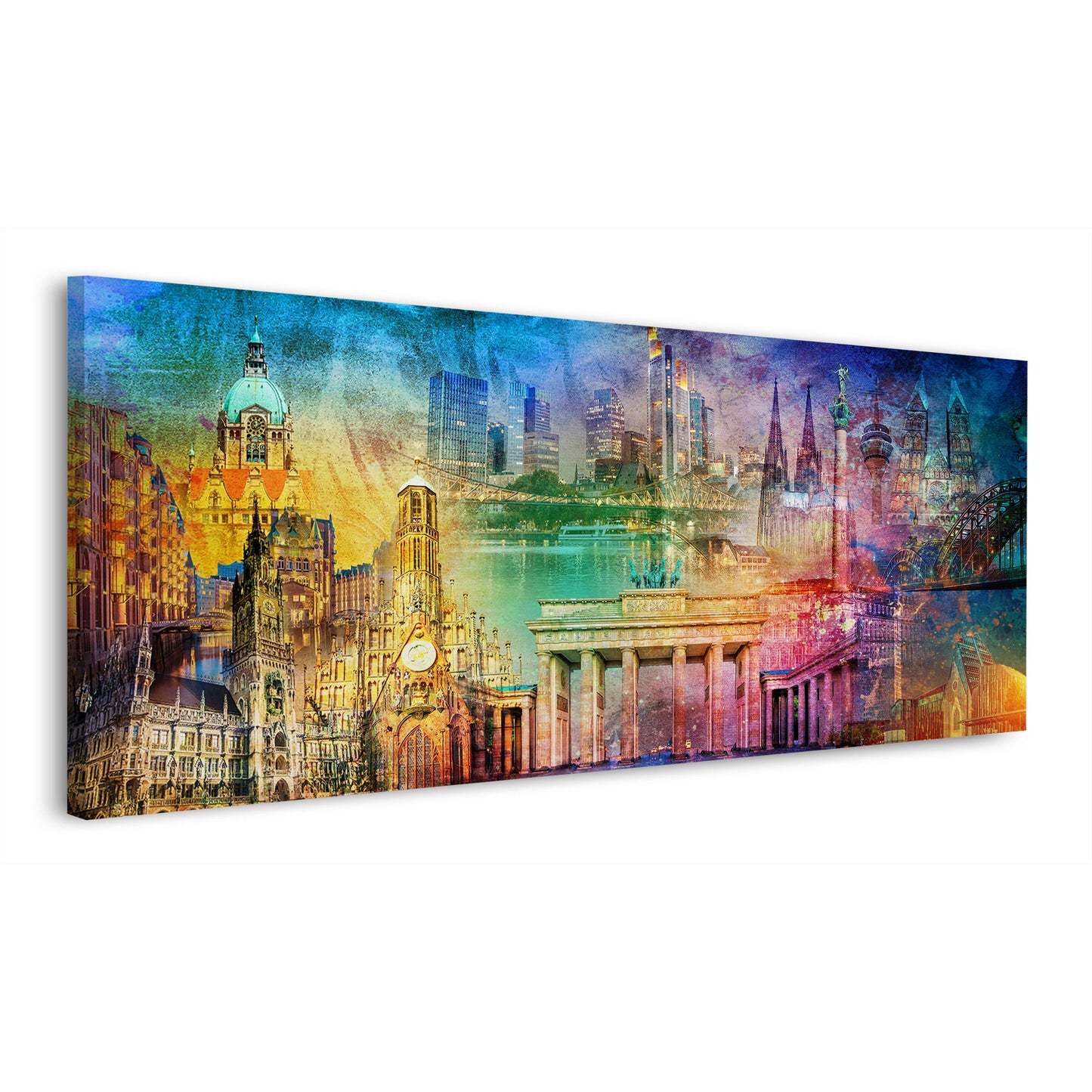 Deutschland Pop Art Städtecollage Leinwandbild Wandbild Kunstdruck XL Wanddeko